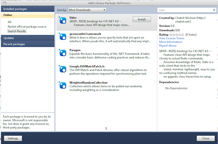 Install Sider in Visual Studio via NuGet